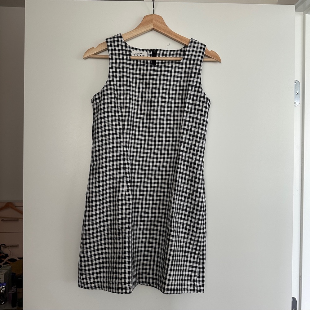 Chic Black and White Gingham Mini Dress